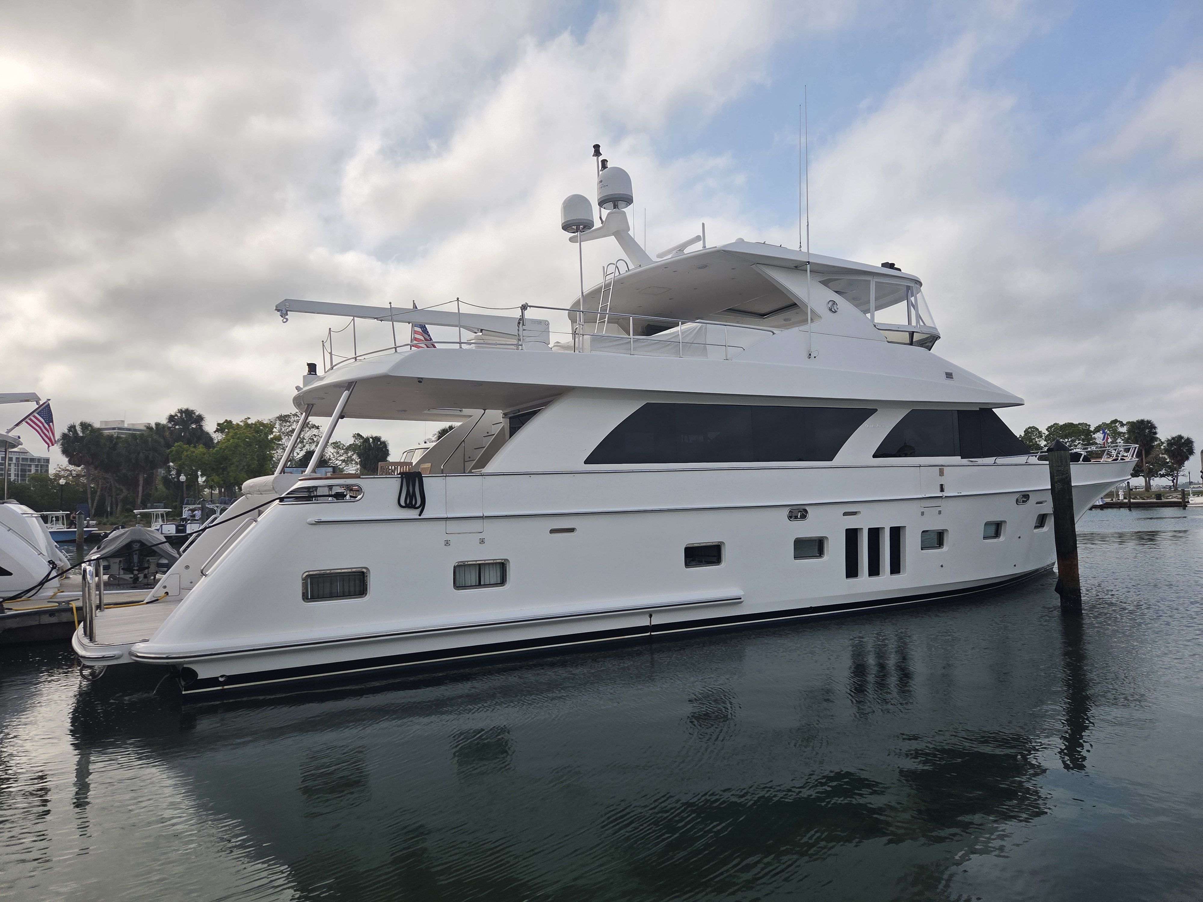 Large motor yacht docked at Sarasota marina